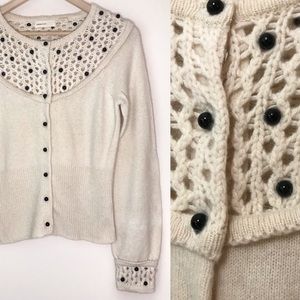 Anthropologie Sleeping On Snow Beaded Cardigan